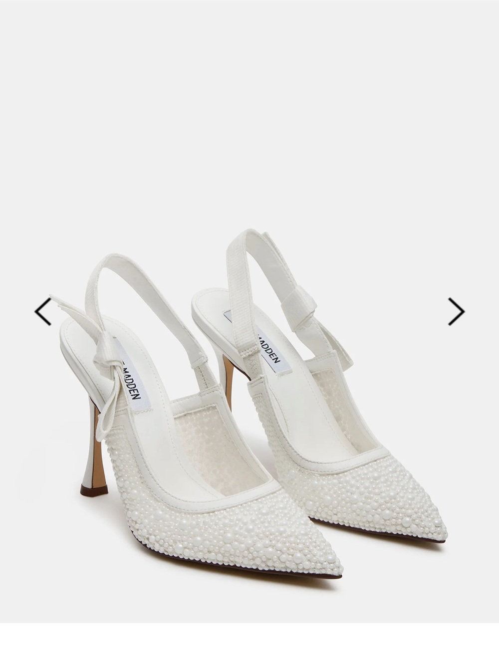 Steve Madden Bri White Lace Pearl Slingback Heels